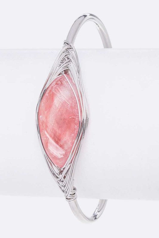 Brazalete de Cuarzo Rosa - Pulsera de Energía y Amor propio