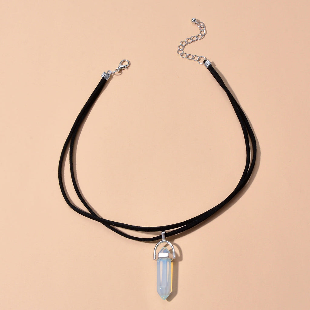 Collar Doble con Cristal Natural