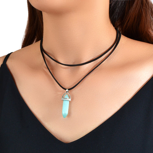 Collar Doble con Cristal Natural