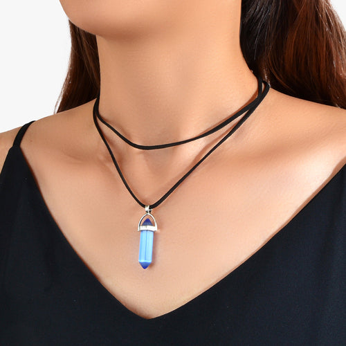 Collar Doble con Cristal Natural