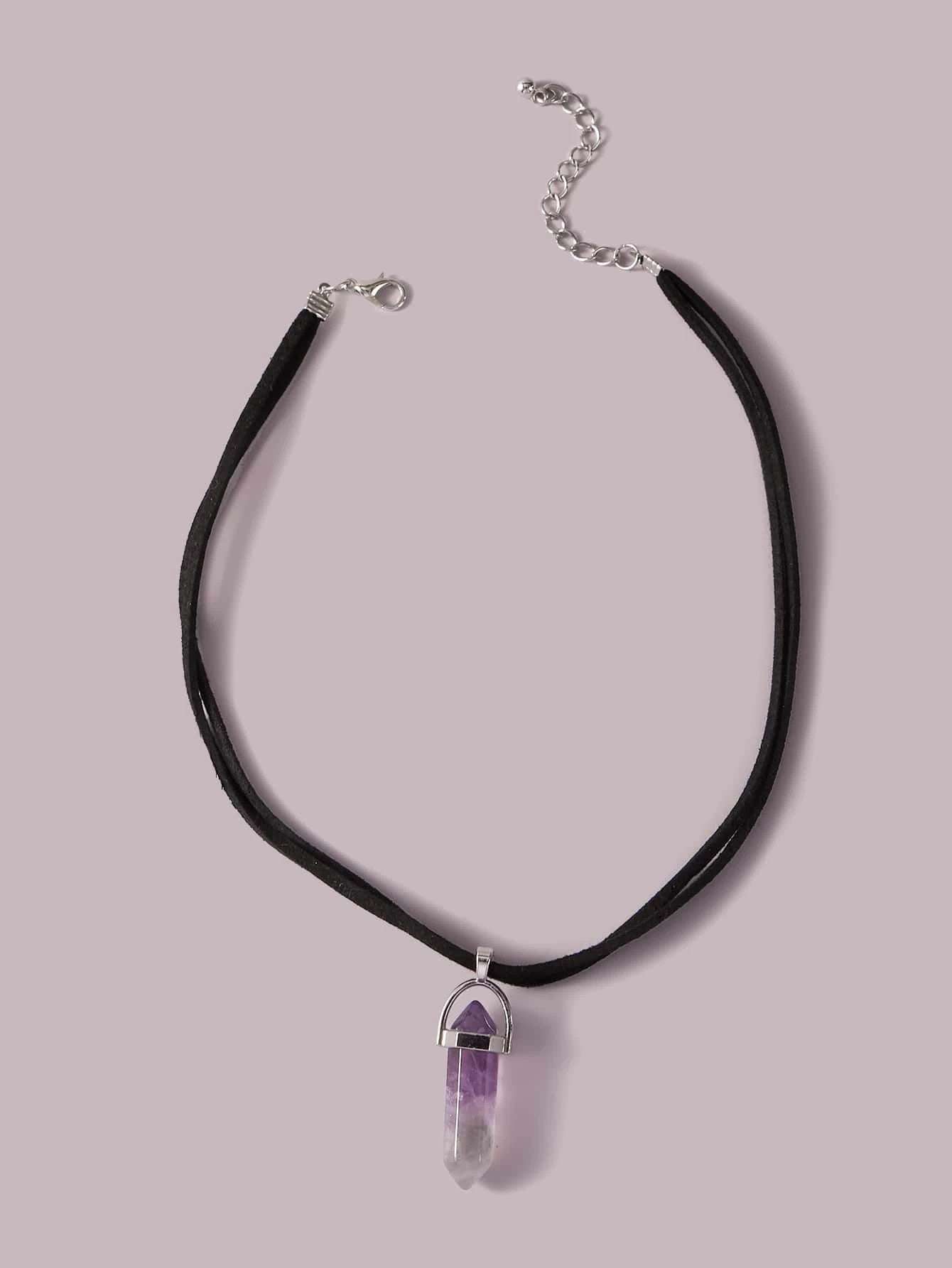 Collar Doble con Cristal Natural